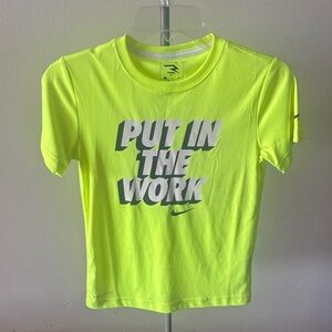 Boys Nike Neon Yellow 'Put In The Work' Short Sleeve Tee